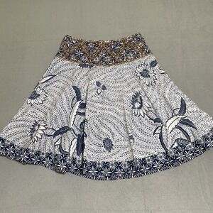 Vtg Women's S Skirt Boho Gypsy Beaded Stones Wood Beads Floral Travel Vacay Y2K